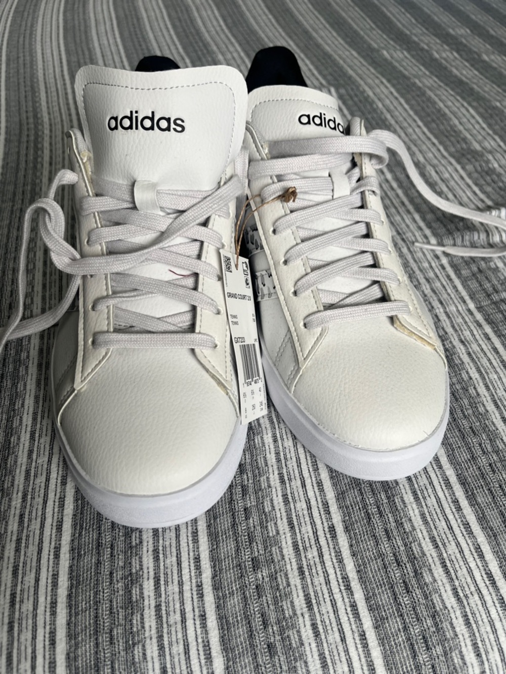 adidas White Low-Top Leather Sneakers with White Heel